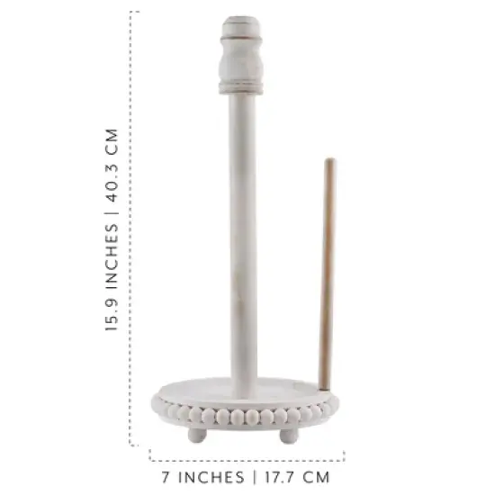 AuldHome Design Farmhouse Paper Towel Holder; Wood Beaded Rustic Countertop Dispenser image {2}