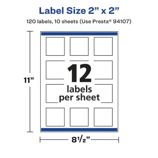 Avery Durable Waterproof Square Labels with Sure Feed, 2" x 2" image {4}