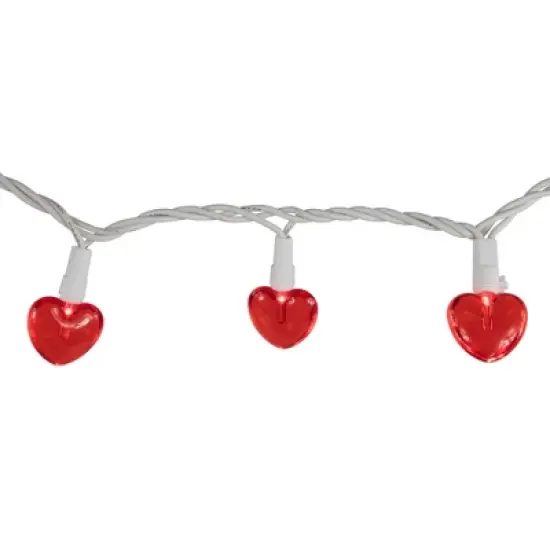 Northlight 20-Count Red LED Mini Hearts Valentine's Day Lights - 4.75ft, White Wire image {2}