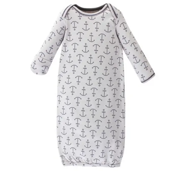Touched by Nature Baby Organic Cotton Long-Sleeve Gowns 3pk, Blue Whale, 0-6 Months image {2}
