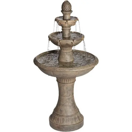 John Timberland Louvre Rustic 3 Tier Cascading Outdoor Floor Water Fountain with LED Light 44" for Yard Garden Patio Home Deck Porch Exterior Balcony image {8}