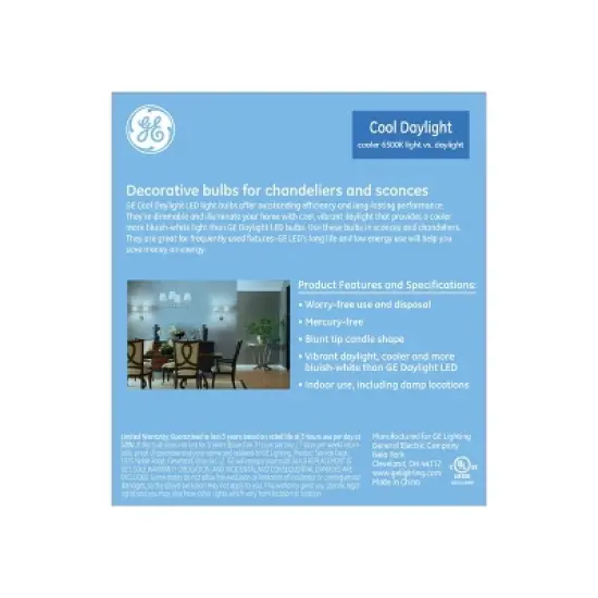 GE 2pk Cool Daylight 40W CAC LED Light Bulbs image {1}