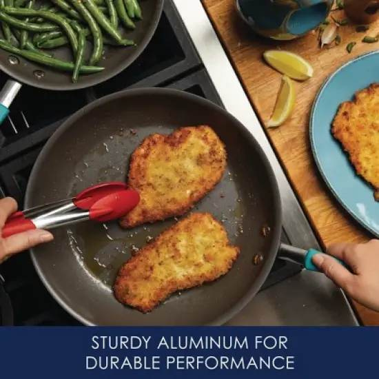 Rachael Ray Twin Pack Hard-Anodized Nonstick Skillet Set with Handles - Gray with Agave Blue: Oven & Dishwasher-Safe image {3}