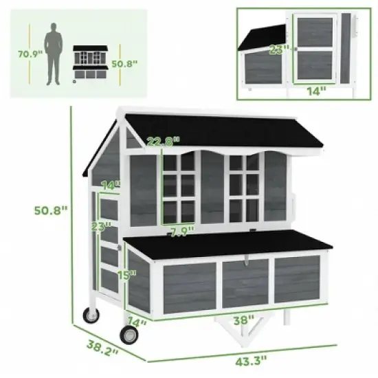 Resenkos 50" H Rolling Small Animal Cage with Hammock, Ferret Cage, Chinchilla Cage, Pet Habitat with 4 Doors, Removable Tray Gray image {7}