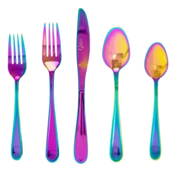 Gibson Home Stravida 20 Piece Flatware set in Rainbow Stainless Steel image {4}