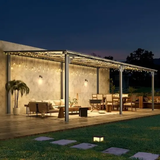 CLIHOME 20 ft. x 12 ft. Aluminum Sloped Roof Hardtop Gazebo Outdoor Pergola with UV Protection Polycarbonate Patio Cover image {2}