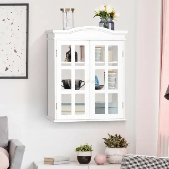 Wall-Mount Bathroom Storage Cabinet Medicine Organizer Double Doors Shelved New image {3}