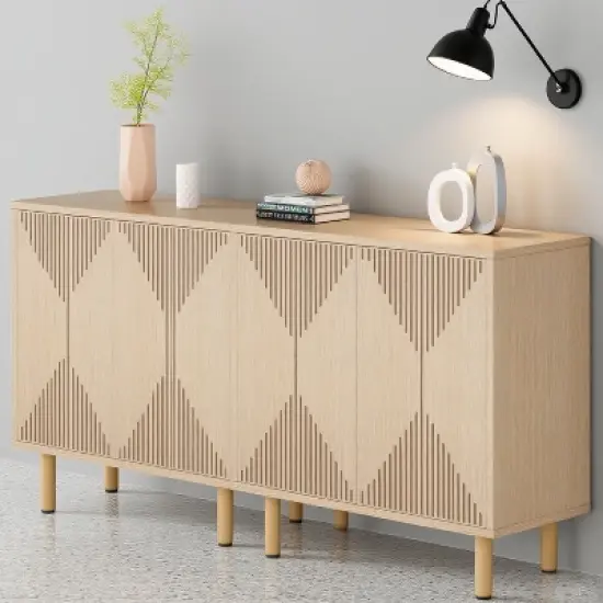 KTMBDW Sideboard Buffet Cabinet - Modern Larger Credenza Kitchen Storage Cabinet with 4 Doors - Accent Buffet Console Table for Dining Room Hallway image {7}