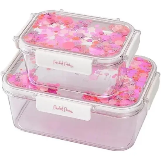 Packed Party BPA Free 2-Piece Food Storage Containers Set, Airtight, Leak-Proof, with Lids for Lunch, Meal Prep, or Leftovers (Small and Medium image {4}