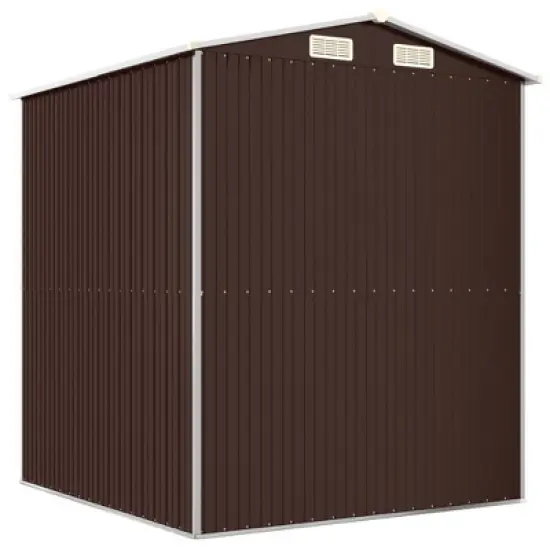 vidaXL Garden Shed Dark Brown Galvanized Steel Large Garden Shed - 75.6" x 75.2" x 87.8" image {5}
