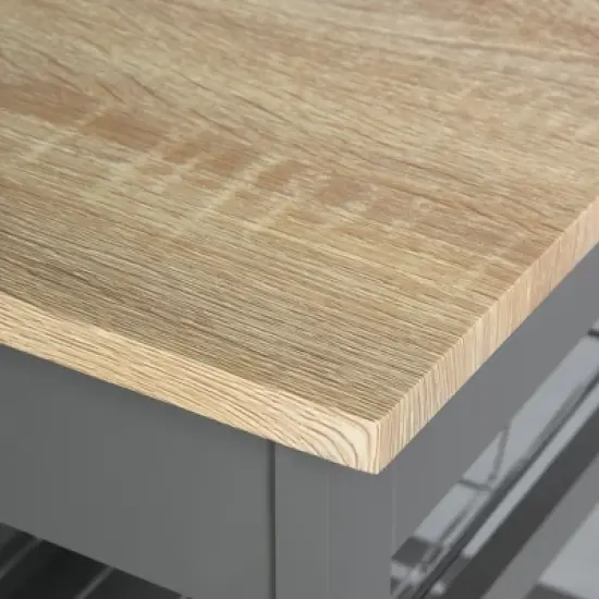 HOMCOM Mobile Rolling Kitchen Island Trolley Serving Cart with Underneath Drawer & Slide-Out Wire Storage Basket, Grey image {5}