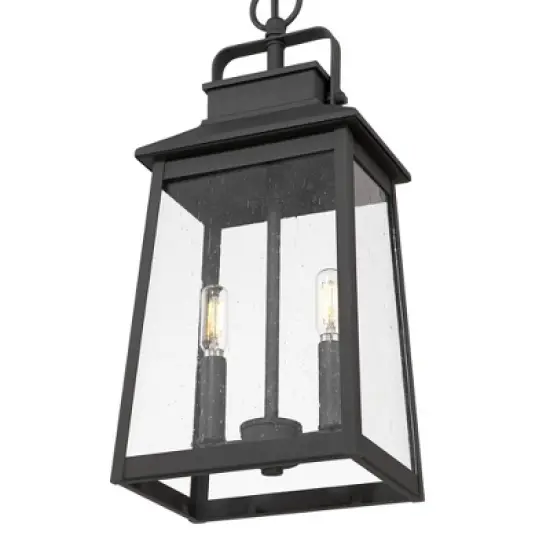 John Timberland Jubliee 19 1/4" High Modern Outdoor Pendant Light Fixture Ceiling Porch House Exterior 2-Light Hanging Black Metal Clear Glass Shade image {8}