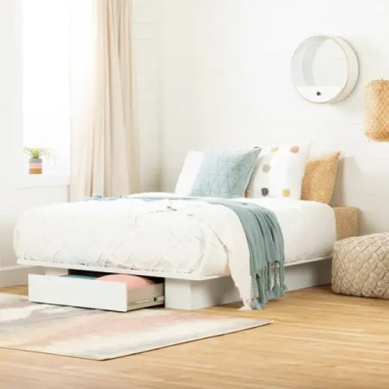 Full/Queen Kanagane 1 Drawer Platform Bed Pure White - South Shore image {1}