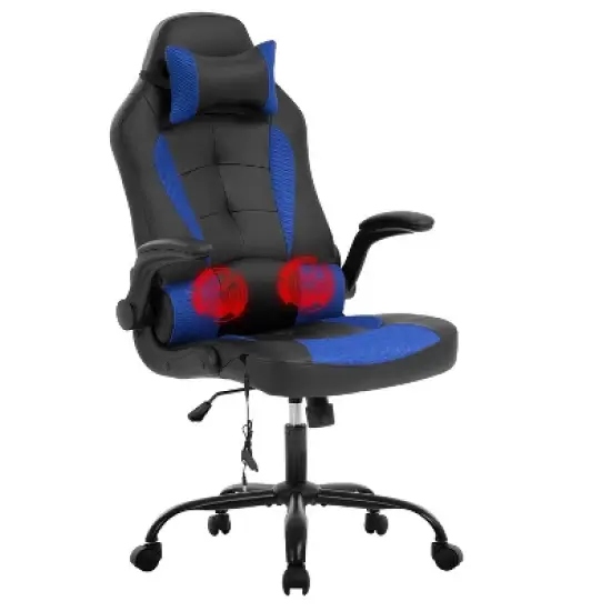 BestMassage Gaming Chair Computer Desk Chair with Lumbar Support Upholstery and Rolling Swivel Chair Base for PC Gaming and Executive Use image {8}