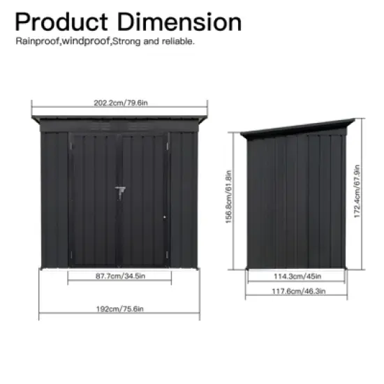 GDFStudio Virginia Modern 6ft x 4ft Outdoor Metal Storage Shed with Two Integrated Punched Vents image {3}