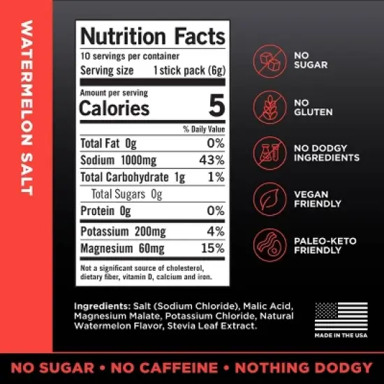 LMNT Zero-Sugar Electrolytes Drink - Watermelon Salt - 2.1oz/10ct image {4}