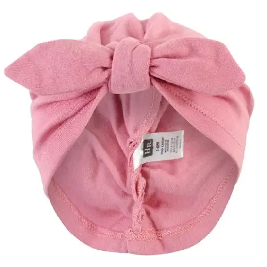 Hudson Baby Baby Girl Turban Cotton Headwraps, Pink Feather, One Size image {3}