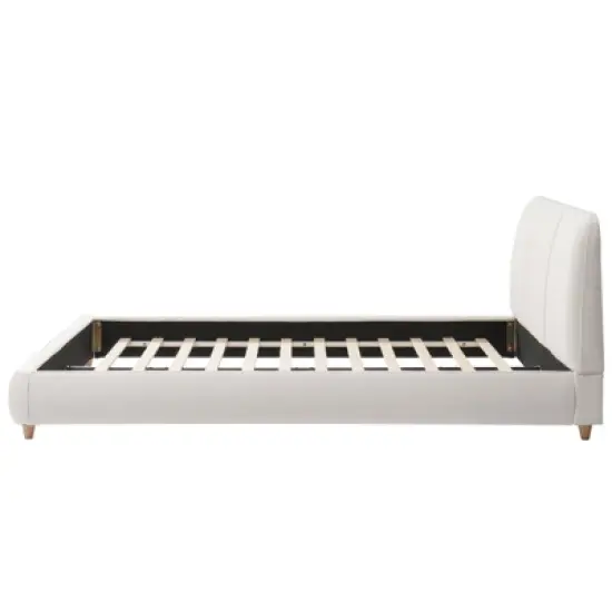 Christopher Knight Home Cletes Modern Wood and Metal Platform Bed with Upholstered Headboard image {8}
