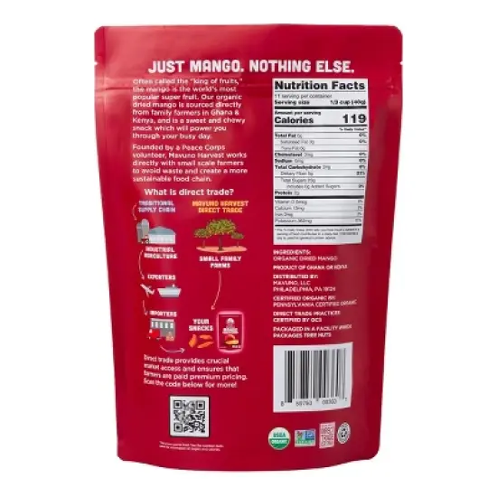 Mavuno Harvest Organic Dried Mango Fruit Snacks, a Vegan & Gluten Free Healthy Snack with No Preservatives or Added Sugars image {1}