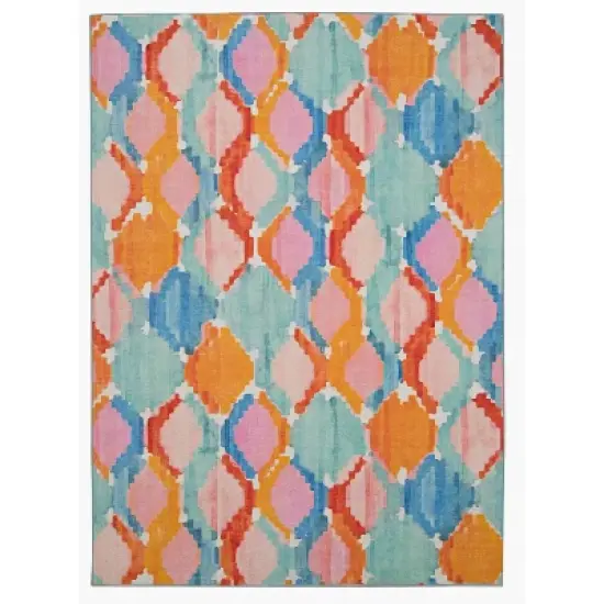 Padgett Washable Outdoor Rug Aqua Blue/Orange - Linon image {10}