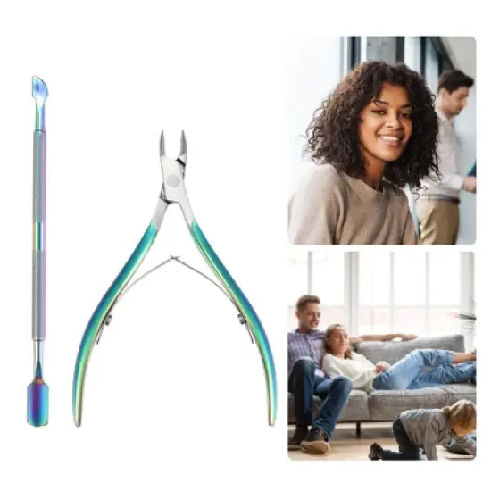 Unique Bargains Stainless Steel Toe Nail Clippers Nipper Pedicure Feet Care Tool Multicolor 1 Set image {1}