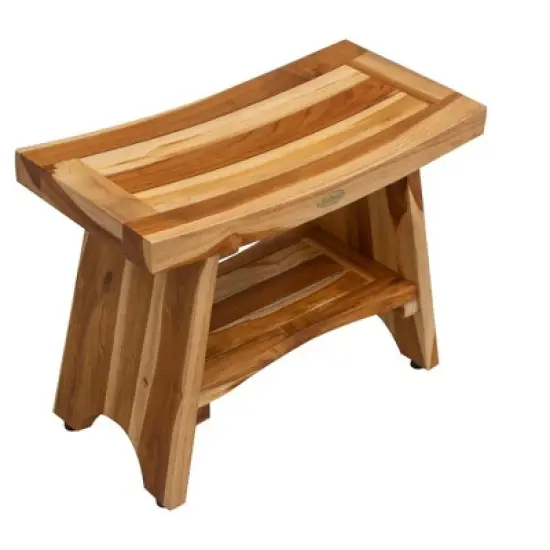 EcoDecors&reg; Serenity&reg; 24" Teak Wood Shower Bench with Shelf in EarthyTeak Finish image {2}