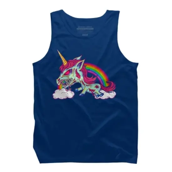 Men's Design By Humans Zombie Rainbow Unicorn By Dzuu Tank Top image {7}