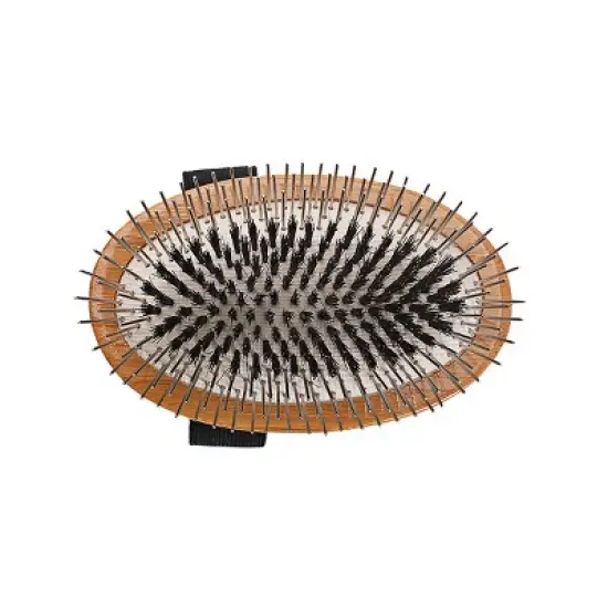 Bass Pet Brushes The Hybrid Groomer Shine & Condition, Patented & Award Winning, Natural Bristle + Alloy Pin Bamboo Handle Palm Style image {6}