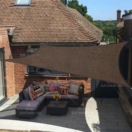 Handpoint Rectangle Patio Sun Shade Sail &ndash; Brown, UV-Blocking Outdoor Canopy image {10}