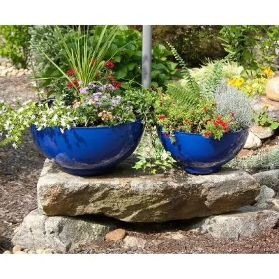 8" Planter French Blue Galvanized Steel - ACHLA Designs image {2}