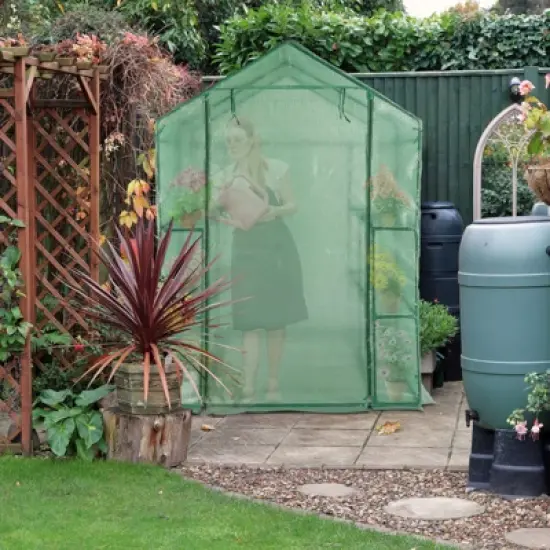 Walk-in Greenhouse for Outdoors, 58"x58"x75" Plant House with 8-Tier Grid Shelves for Seed Starting & Potted Plants image {8}