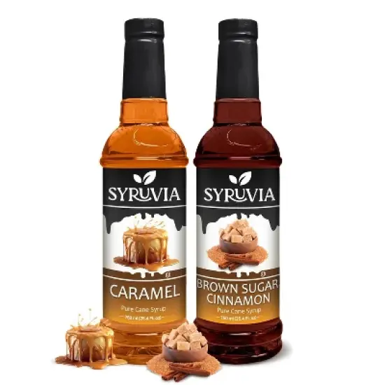 Syruvia Coffee Flavors Variety Pack: Caramel & Brown Sugar Cinnamon 25.4 fl oz Syrup image {7}