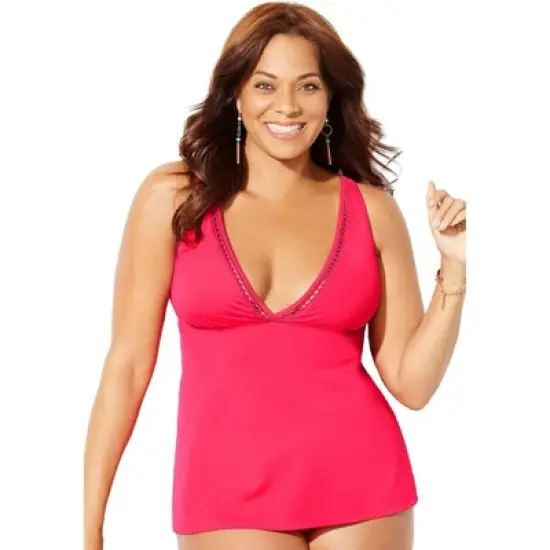 Swimsuits for All Women&rsquo;s Plus Size Plunge Flared Tankini Top image {4}