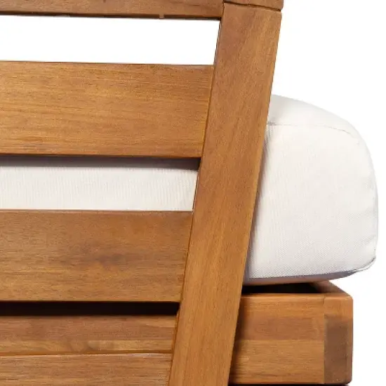 Christopher Knight Home Rugar 4-Seater Patio Acacia Wood V-Shaped Sectional Sofa with Thick Cushions image {9}