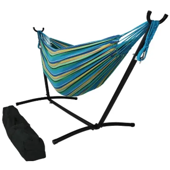 Sunnydaze Large Double Brazilian Hammock with Stand and Carrying Case - 400 lb Weight Capacity image {10}