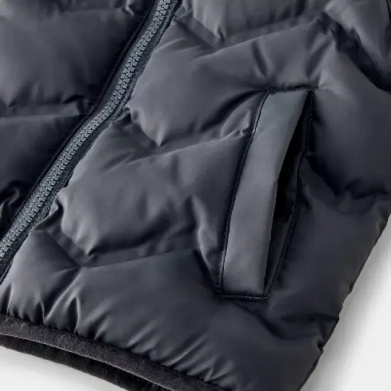 Toddler Solid Quilted Puffer Vest - Cat & Jack&trade; Charcoal Black image {3}