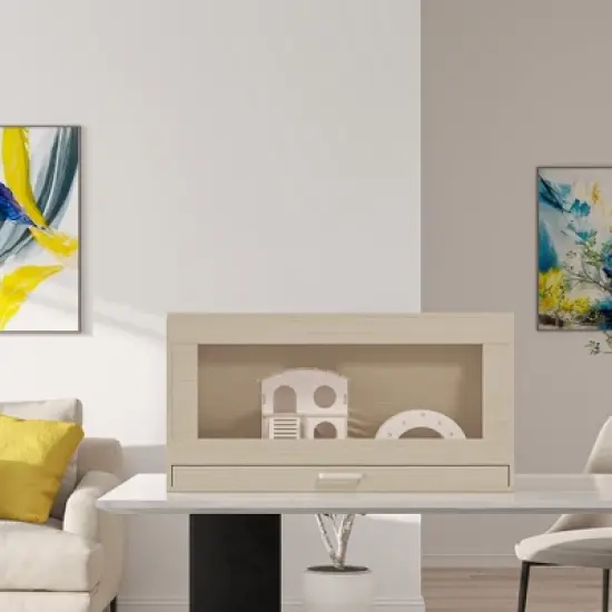 Angel Sar Large Hamster Cage, Wooden Guinea Pig Cages with Detachable Cabinet, Guinea Pig Hutch with Bridge, Openable Top image {1}