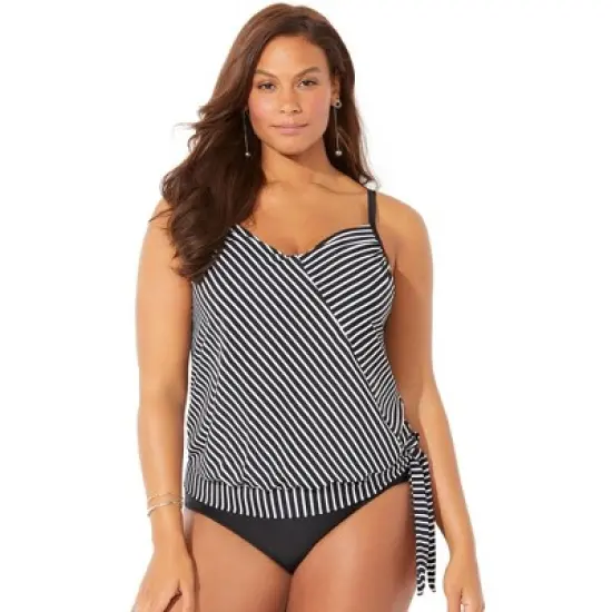 Swimsuits for All Women&rsquo;s Plus Size Side Tie V-Neck Tankini Top image {3}