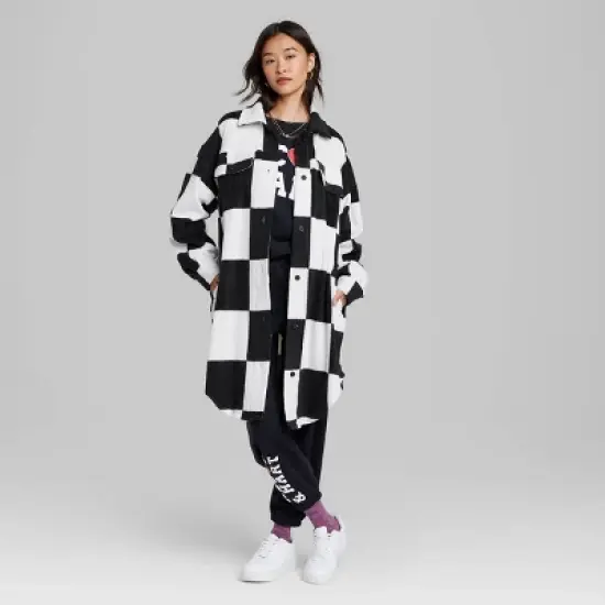 Women's Ascot + Hart Checkered Fleece Graphic Shacket image {1}