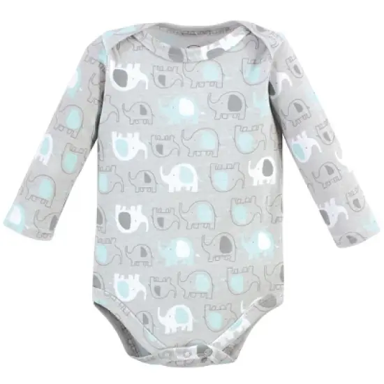 Luvable Friends Cotton Long-Sleeve Bodysuits 5pk, Unisex Basic Elephant image {5}