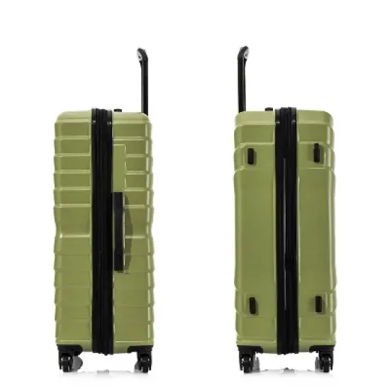 InUSA Aurum Lightweight Hardside Large Checked Spinner Suitcase - Green image {7}