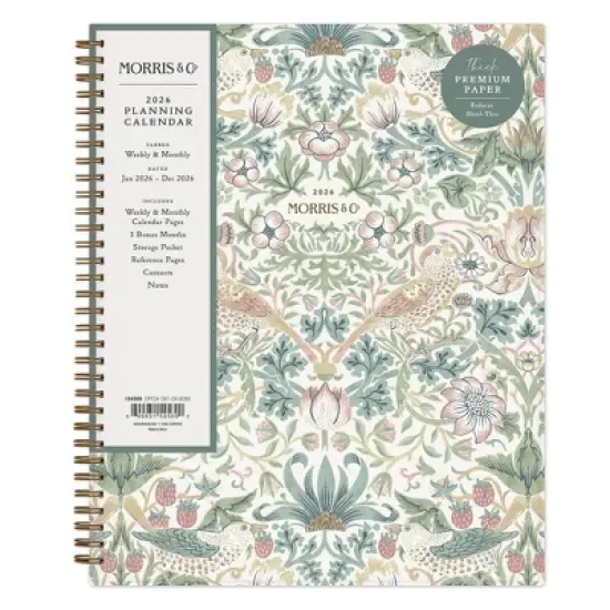 Morris & Co. by Blue Sky 8.5"x11" 2026&nbsp;Weekly/Monthly Wirebound Planner Printed Strawberry Thief image {2}