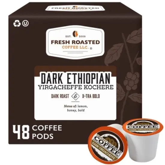 Fresh Roasted Coffee - 48 CT Dark Ethiopian Yirgacheffe Dark Roast Single Serve Pods image {8}