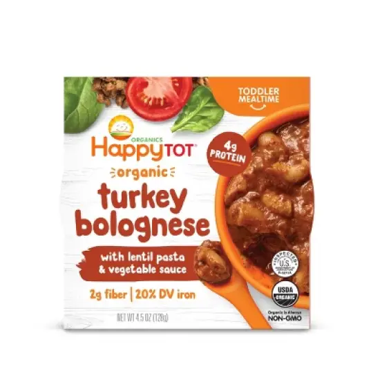 Happy Tot Organics Organic Gluten Free Turkey Bolognese with Lentil Pasta and Vegetable Sauce Bowl - 4.5oz image {4}