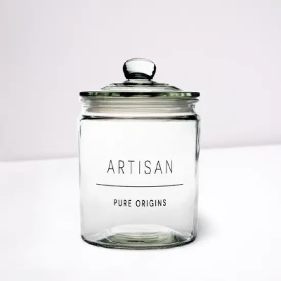 Amici Home Stockholm Glass Round Canister, Food Safe, Push Top Lid with Gasket, Airtight, For Storage, Dry Goods Container, 36 oz. image {2}