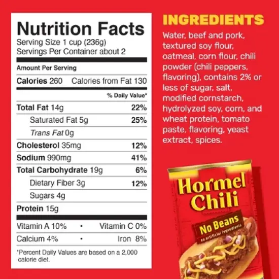 Hormel No Beans Chili - 15oz image {7}