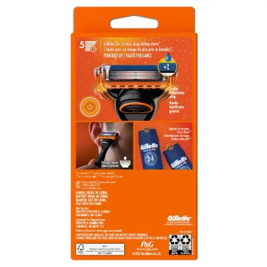 Gillette Fusion5 Power Razor for Men - 1 Gillette Power Razor Handle + 2 Blade Refills image {9}