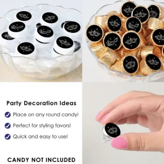 Big Dot of Happiness Masquerade - Venetian Mask Party Small Round Candy Stickers - Party Favor Labels - 324 Count image {4}