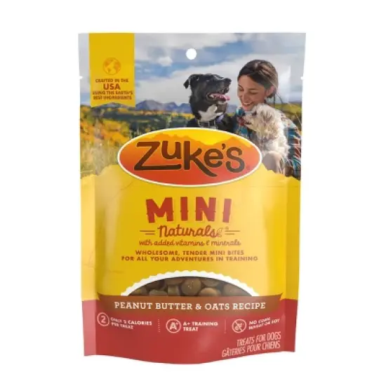 Zukes Mini Naturals Peanut Butter & Oats Recipe Chewy Training Dog Treats - 6oz image {10}