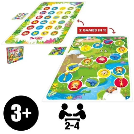 Hasbro Gaming Twister Junior Game, Animal Adventure 2-Sided Mat, 2 Games in 1, Party Game for Kids Ages 3 and Up, Indoor Game for 2-4 Players image {2}
